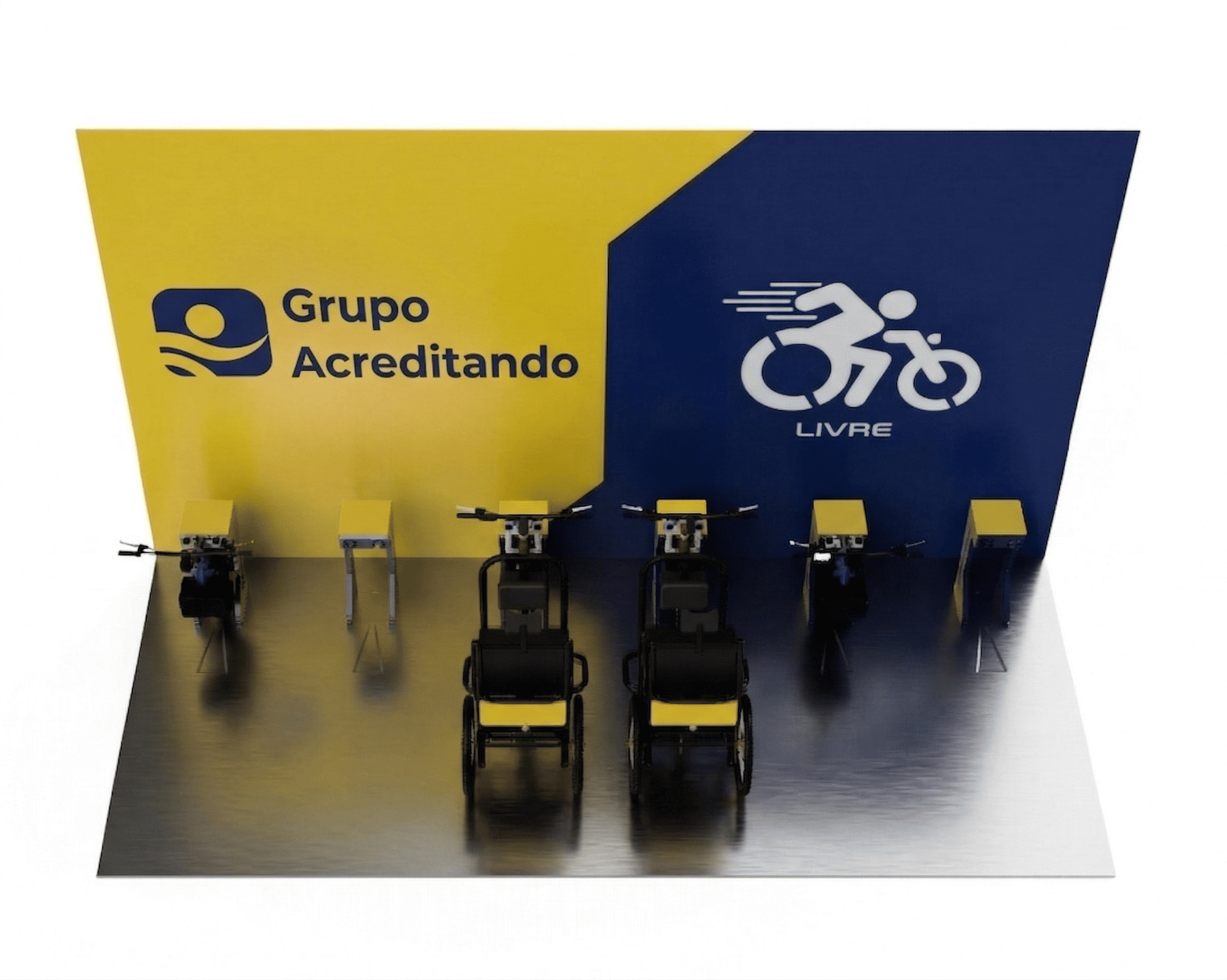 Arena Inovação - Stand Grupo Acreditando e Livre com equipamentos de mobilidade
